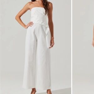 Astr Strapless White Jumpsuit NWT